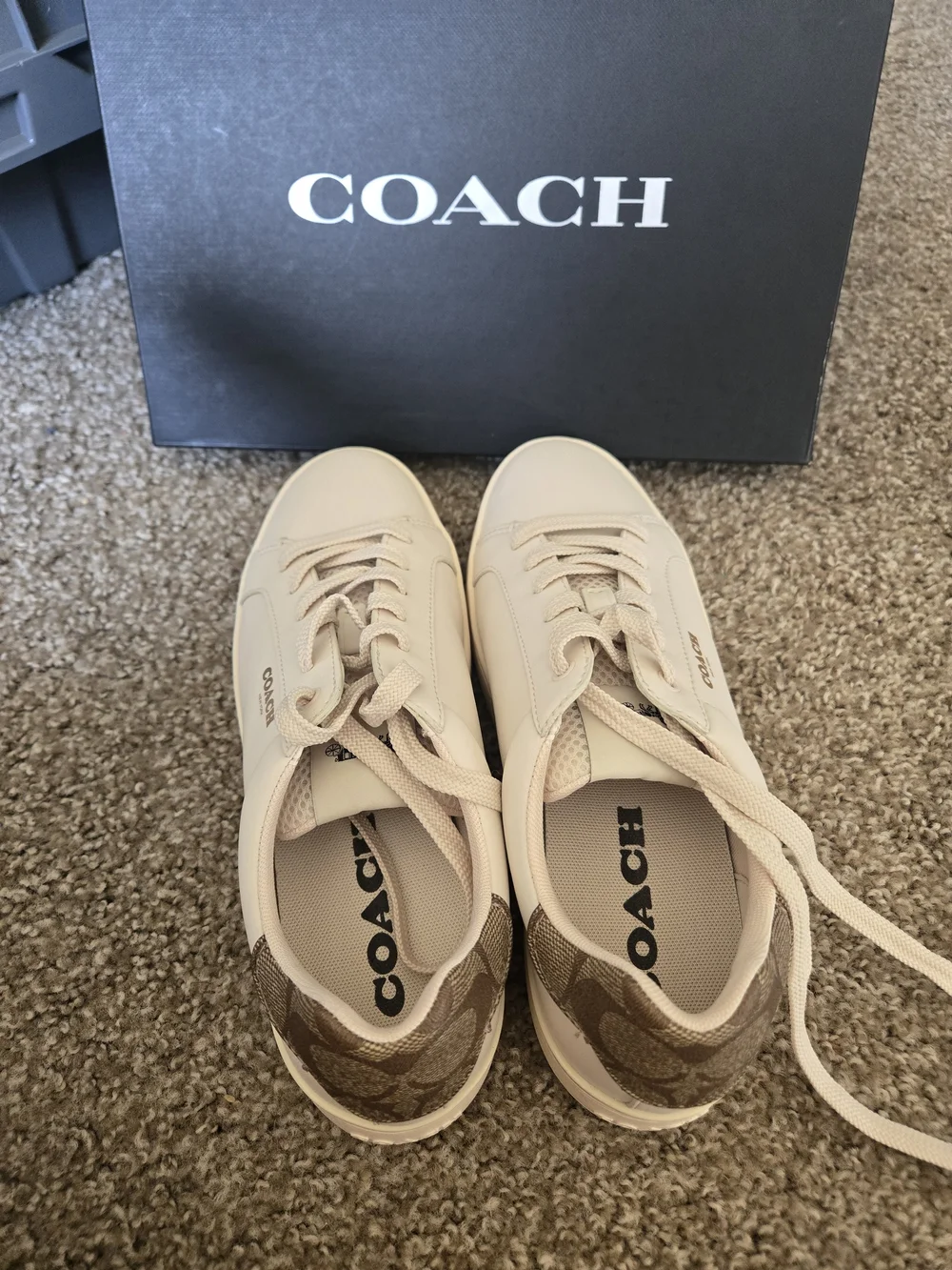 COACH Women's Cream Low-Top Leather Sneakers